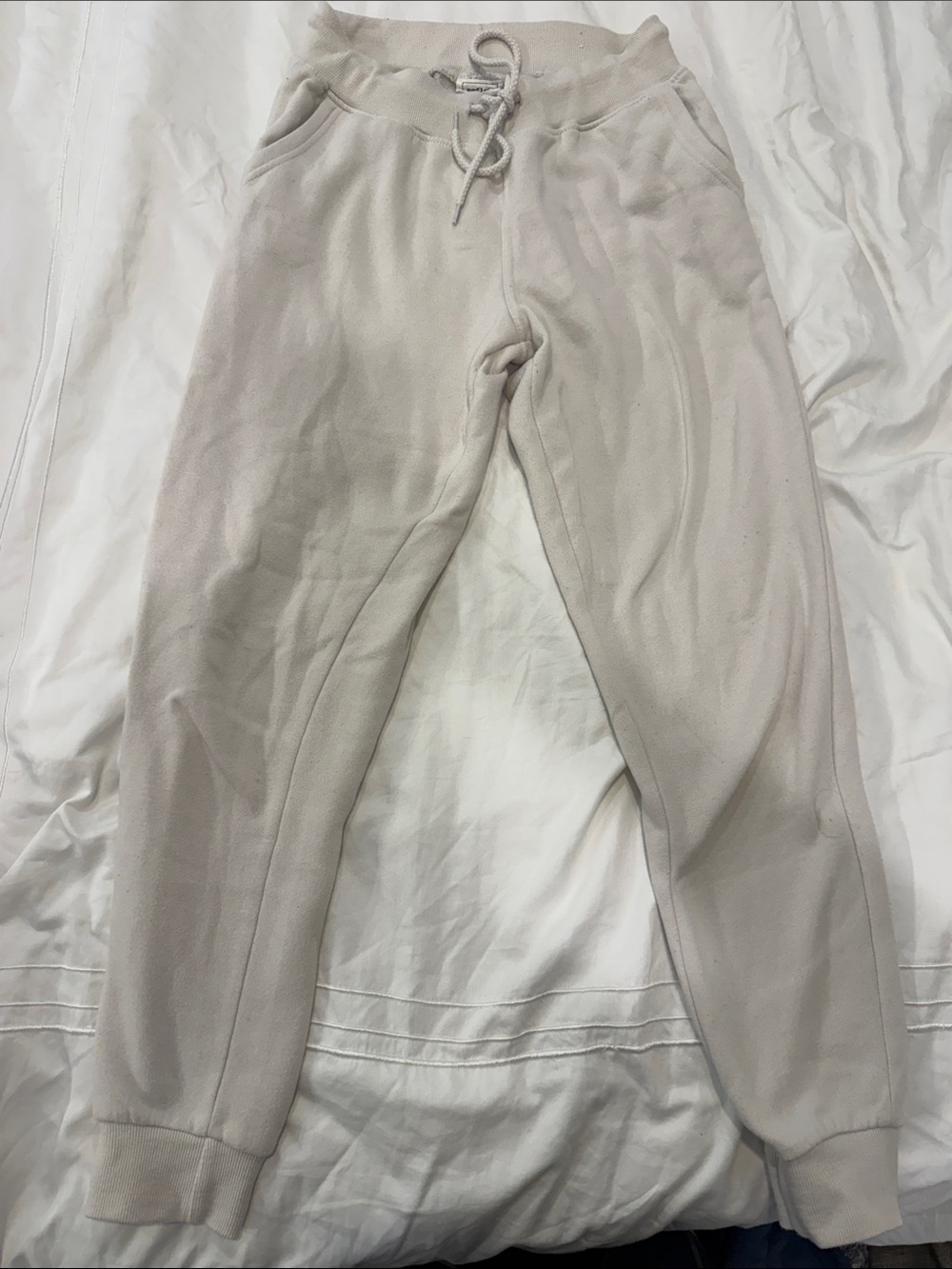Woman’s Cream Jogger Sweatpants - Comfort Drawstring Waist. Size small